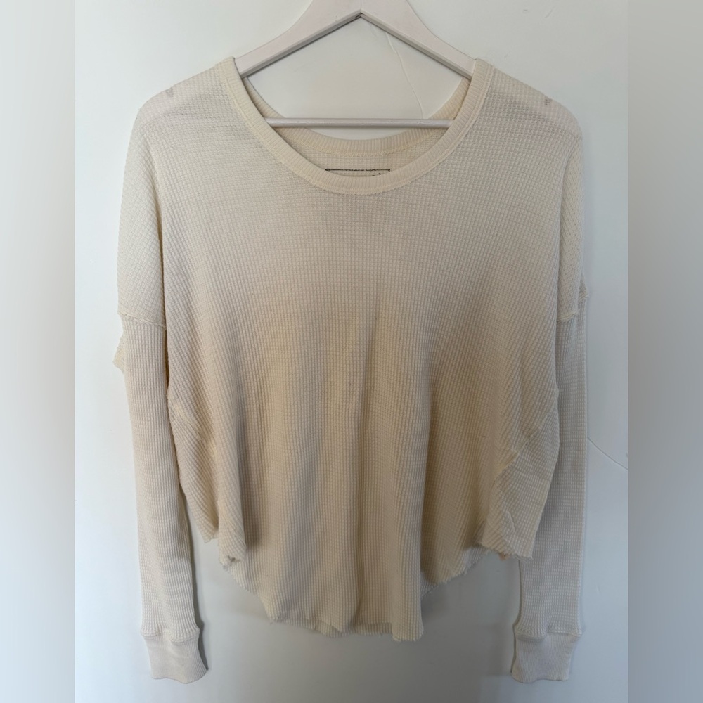 We The Free Waffle Knit Long Sleeve Cream Top SZ
